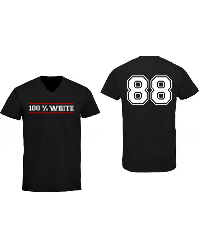 Herren V-Ausschnitt T-Shirt (100% White) Bild 3