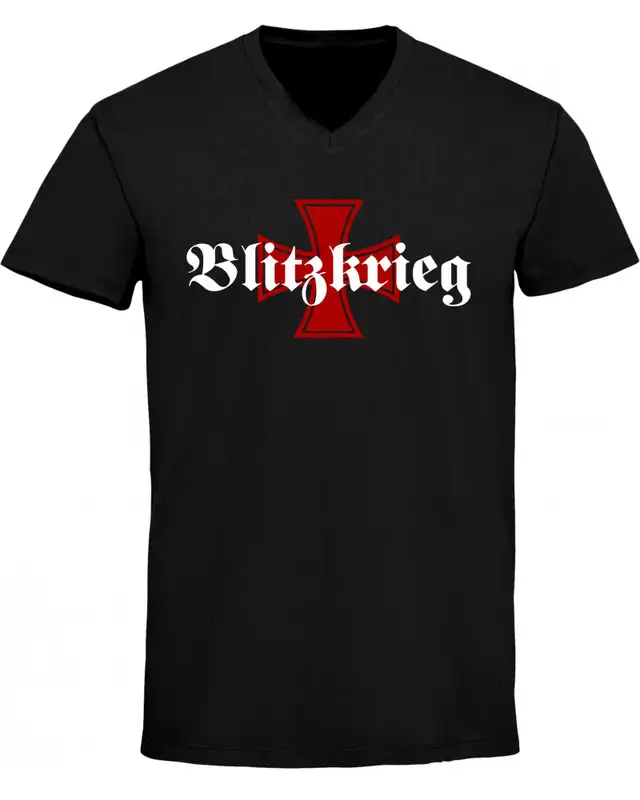 Herren V-Ausschnitt T-Shirt (Blitzkrieg)