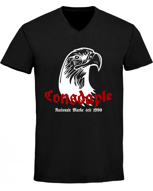 Herren V-Ausschnitt T-Shirt (Consdaple, Adlerkopf 1990)