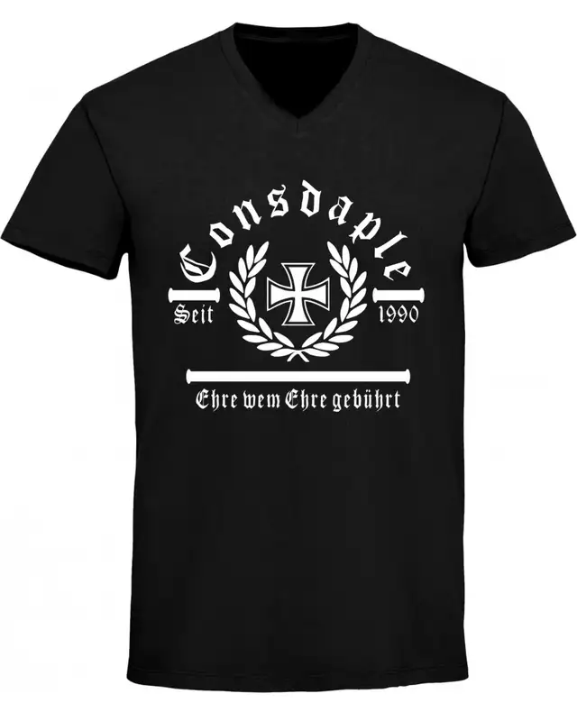 Herren V-Ausschnitt T-Shirt (Consdaple, Ehre wem Ehre gebührt)