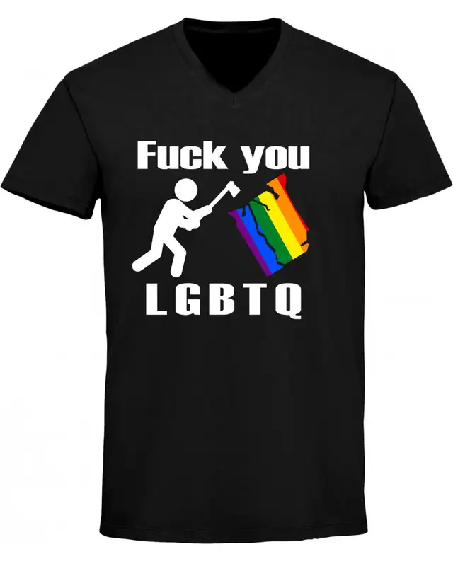 Herren V-Ausschnitt T-Shirt (Fuck you, LGBTQ)